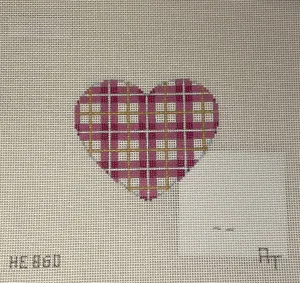 * Associated Talents HE860 Pink/Gold Plaid Heart