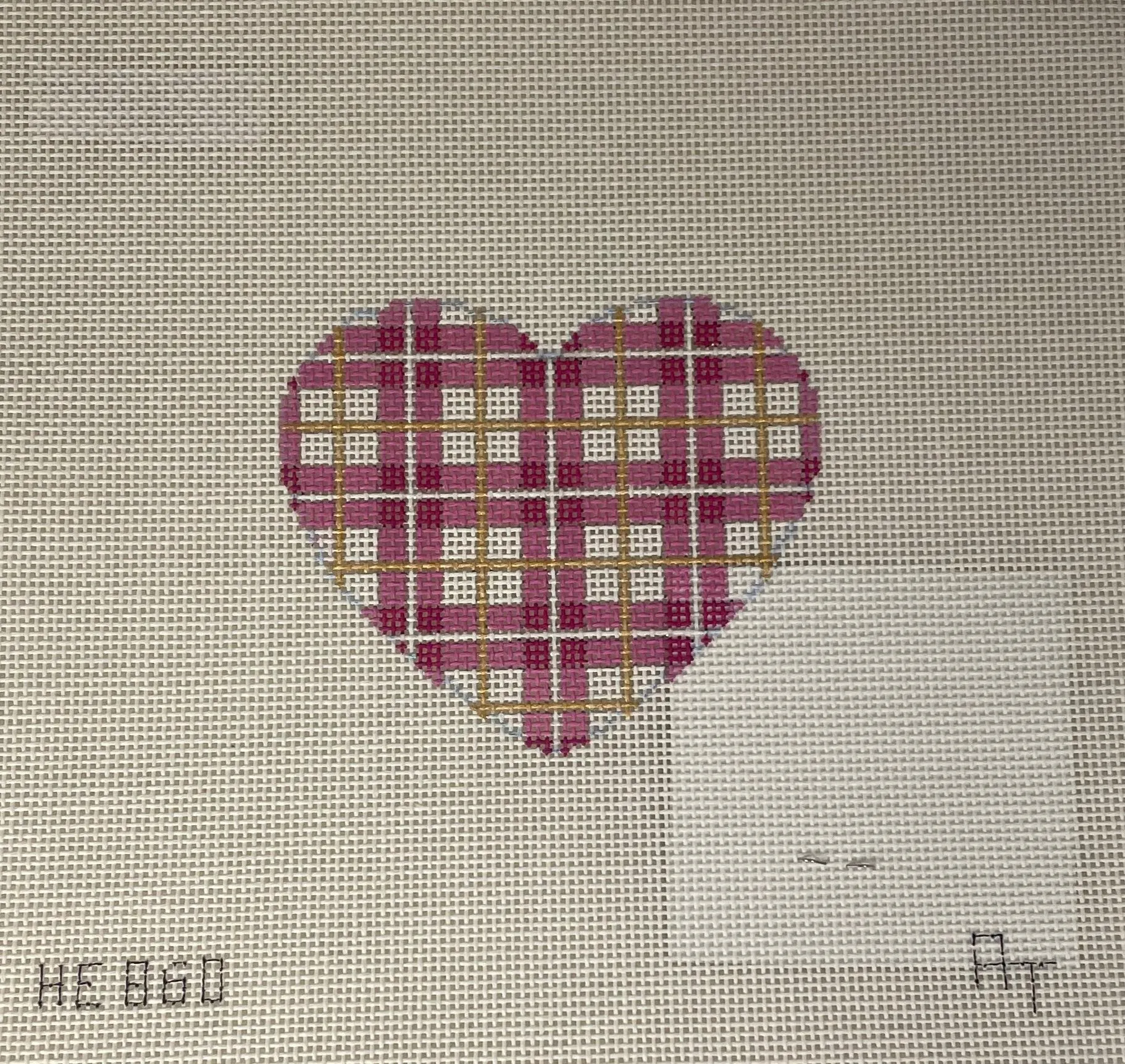 * Associated Talents HE860 Pink/Gold Plaid Heart