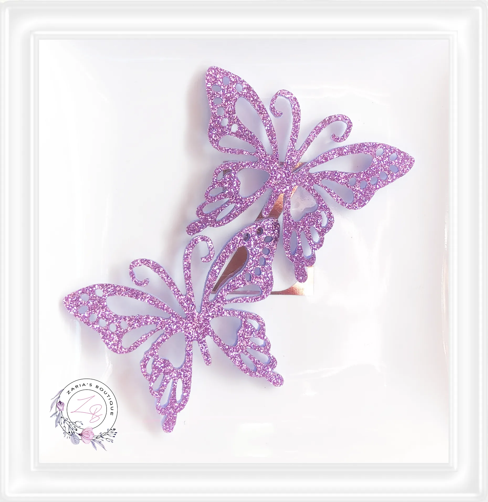 ⋅ Butterfly Appliques Glitter Faux Leather ⋅ 2 pc ⋅
