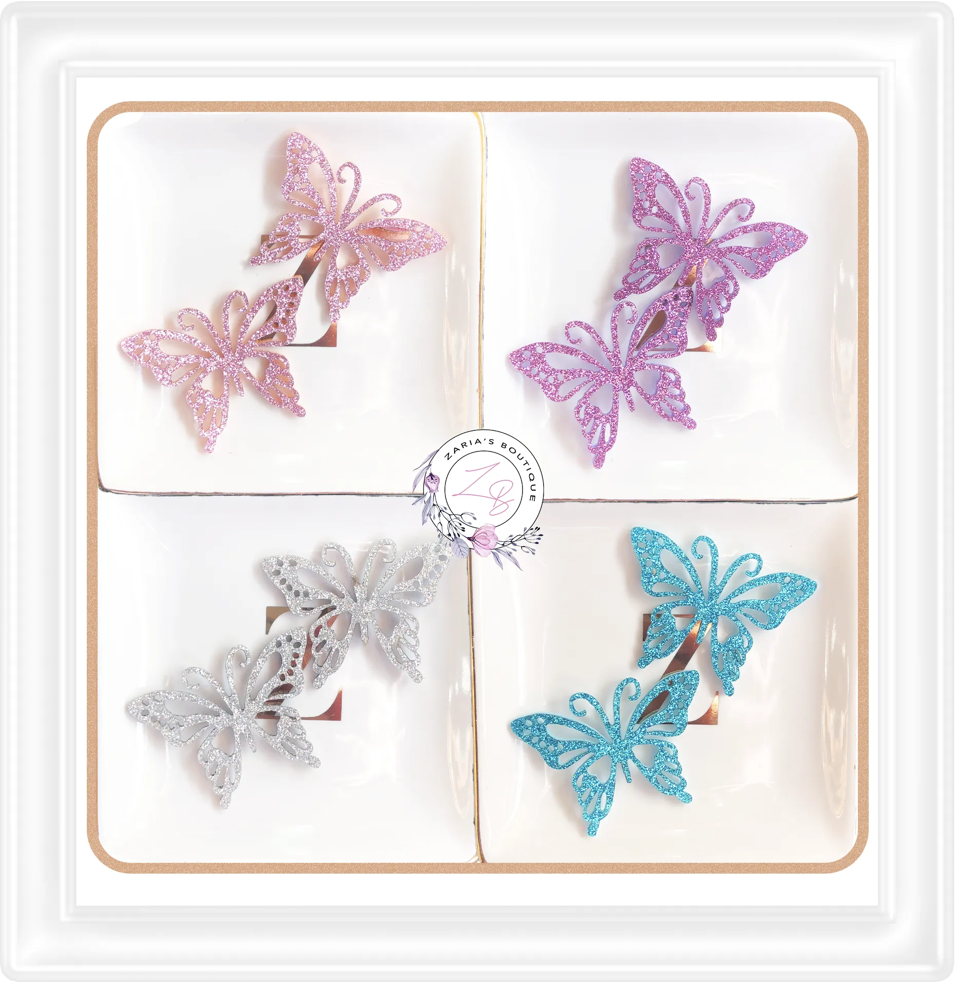 ⋅ Butterfly Appliques Glitter Faux Leather ⋅ 2 pc ⋅