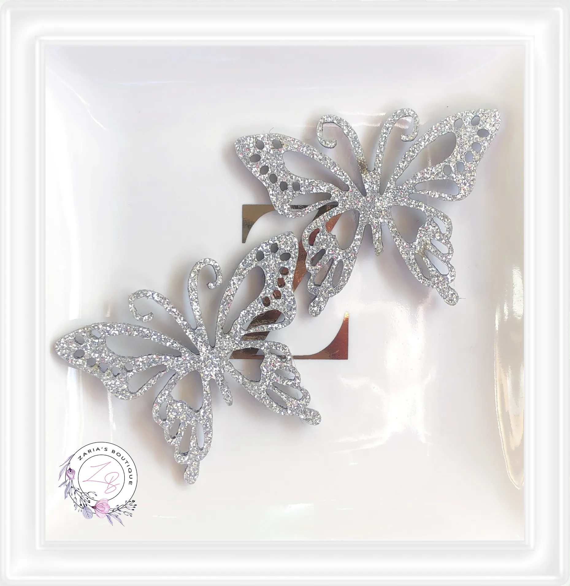 ⋅ Butterfly Appliques Glitter Faux Leather ⋅ 2 pc ⋅