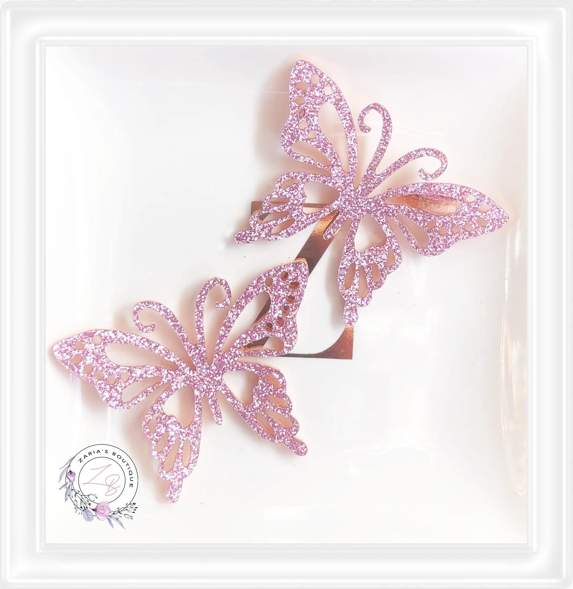 ⋅ Butterfly Appliques Glitter Faux Leather ⋅ 2 pc ⋅