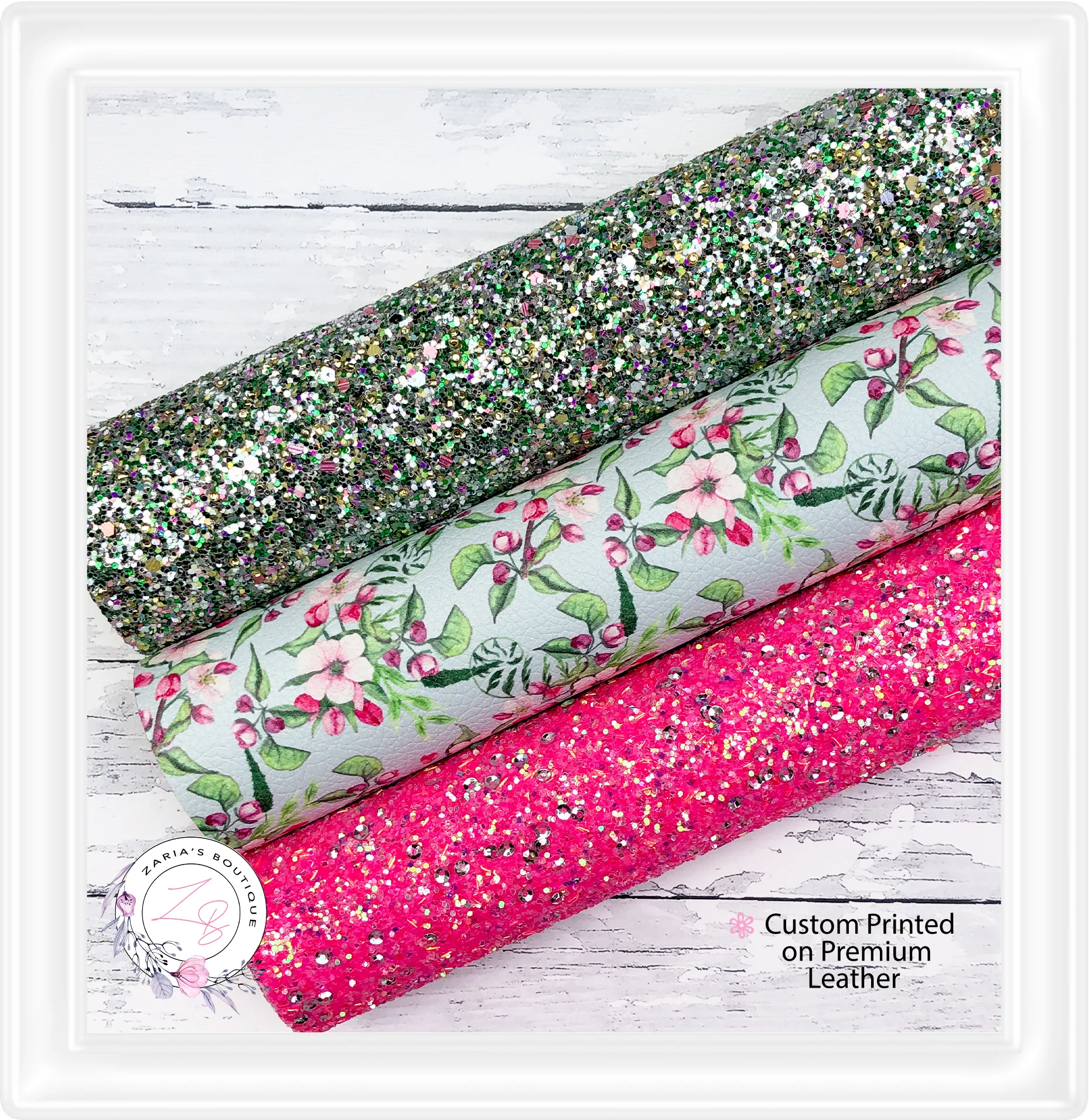 ⋅ Charlotte Floral Bundle ⋅ Premium Custom Floral Vegan Faux Leather & Glitter