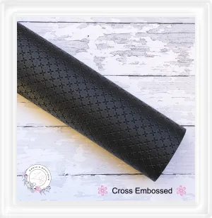 ⋅ Cross Embossed ⋅ Black Textured Vegan Faux Leather ⋅