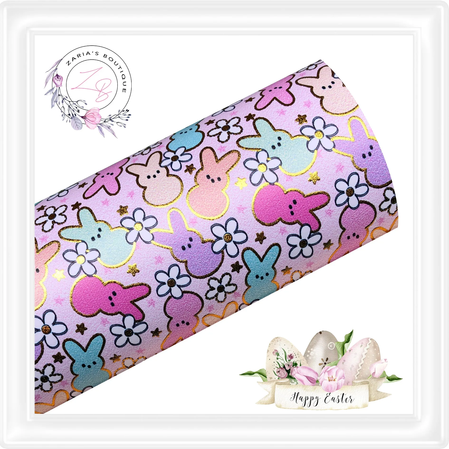 • Daisy Bunnies • Gold Embossed Details  •  NEW LEATHER PRODUCT!!