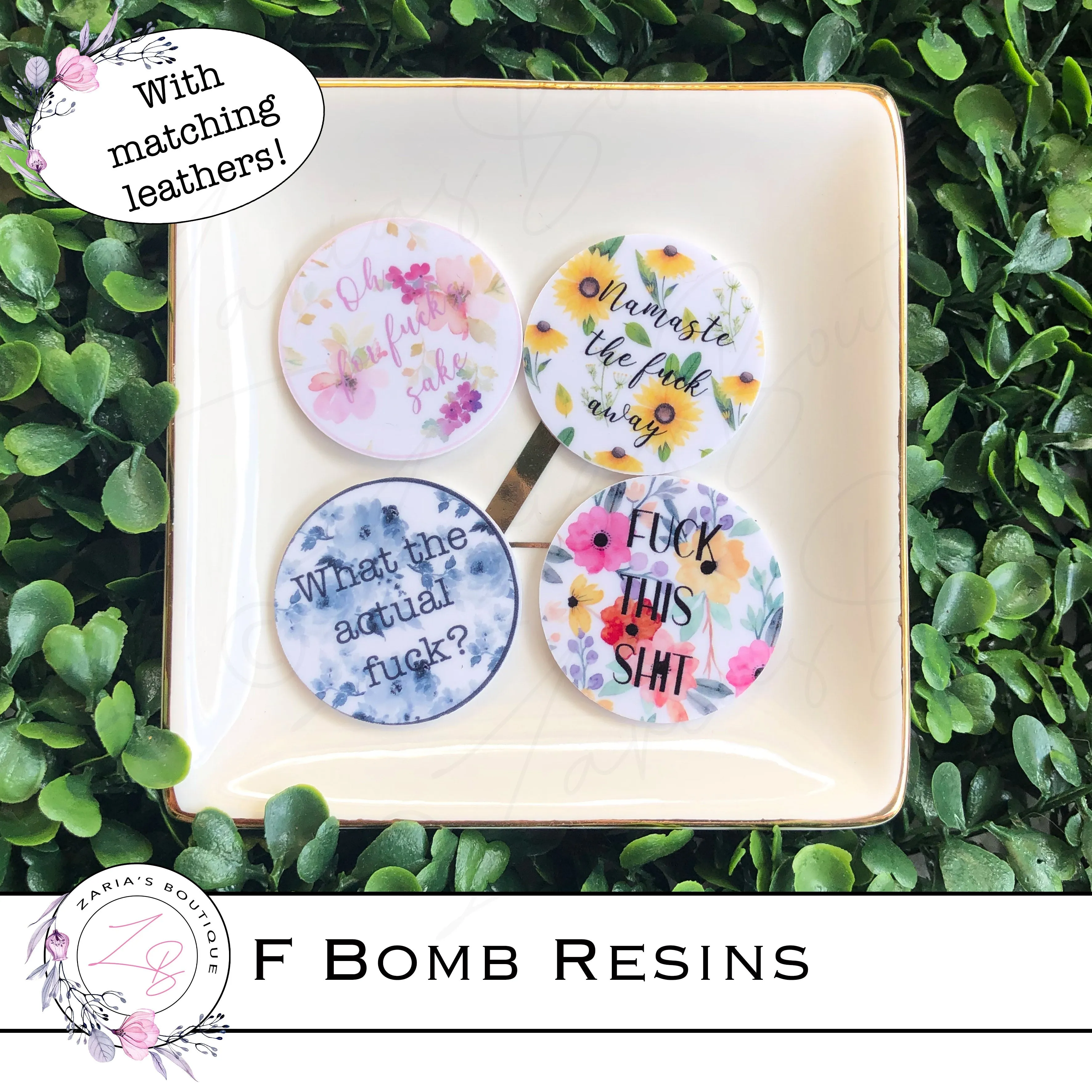 ⋅ F Bomb Blue Rose Floral ⋅ Exclusive Luxe Vegan Faux Leather ⋅ Sheets or Rolls! ⋅