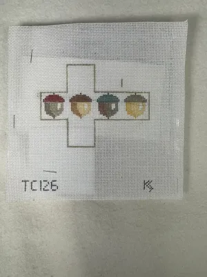 * Kathy Schenkel TC126 Acorns on White Tiny Cube
