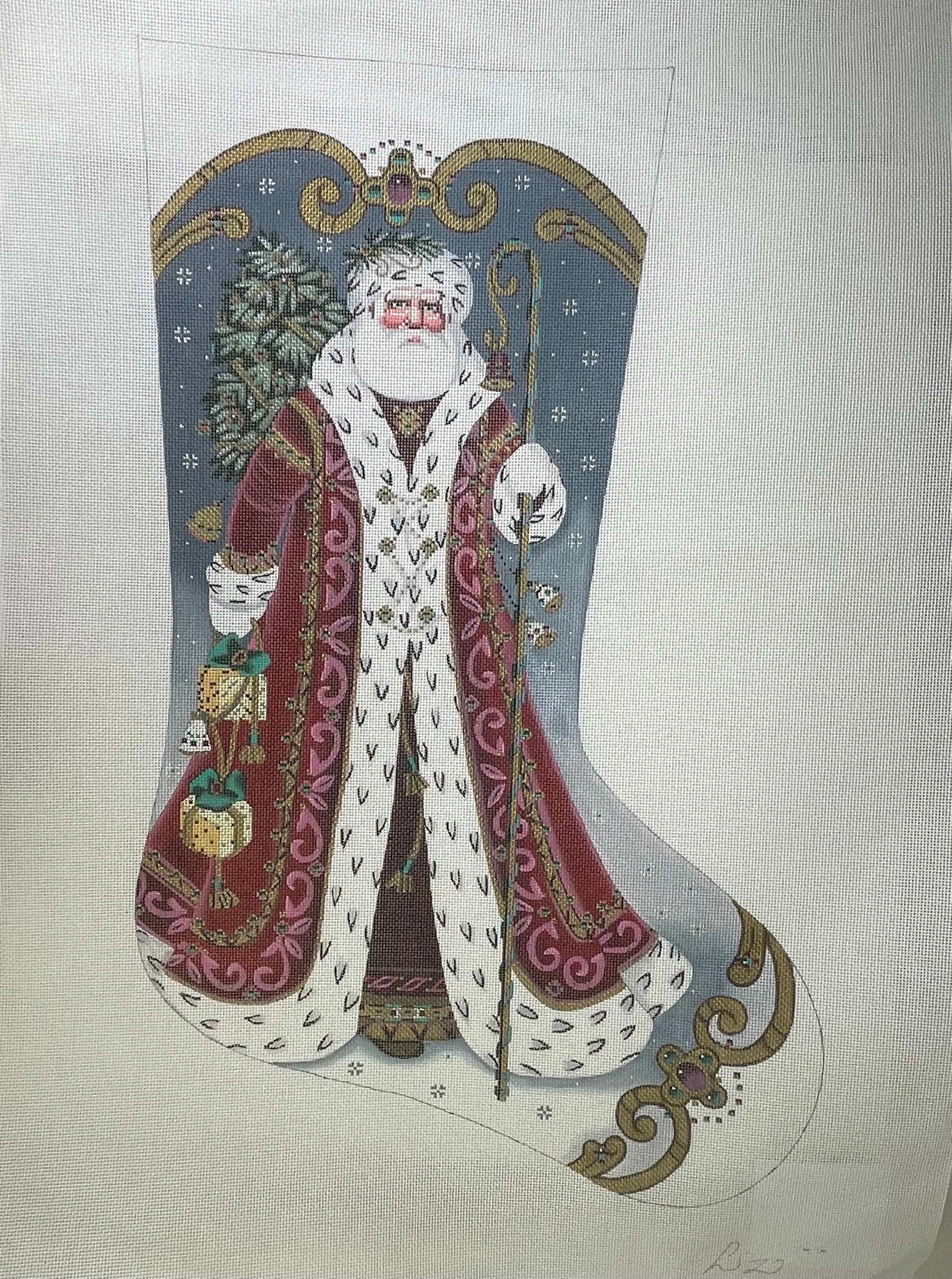 * Liz Goodrick Dillon TTAXS344 Elegant Santa Stocking- 18m