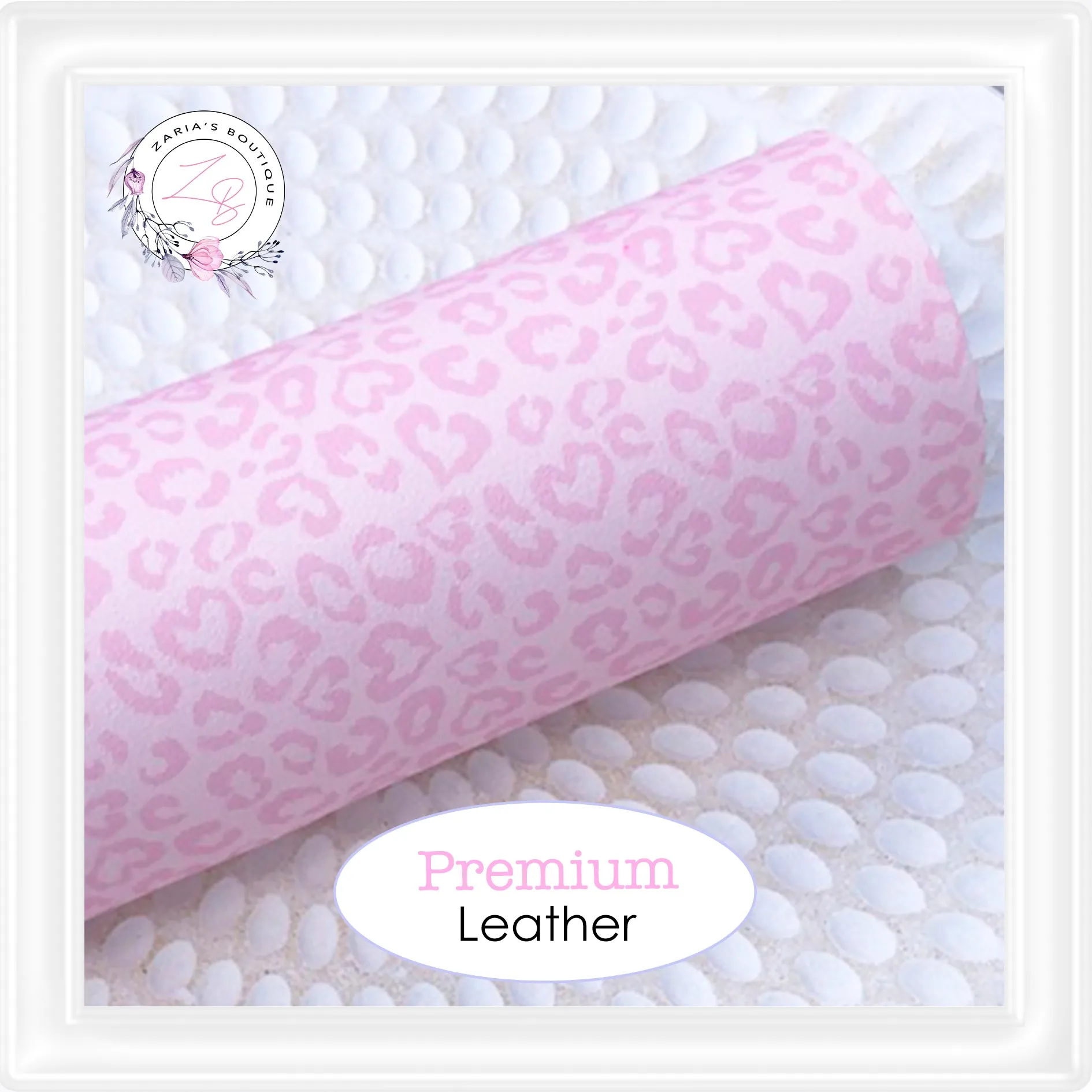 • Pink Animal Print Hearts • Premium Suede Faux Leather •