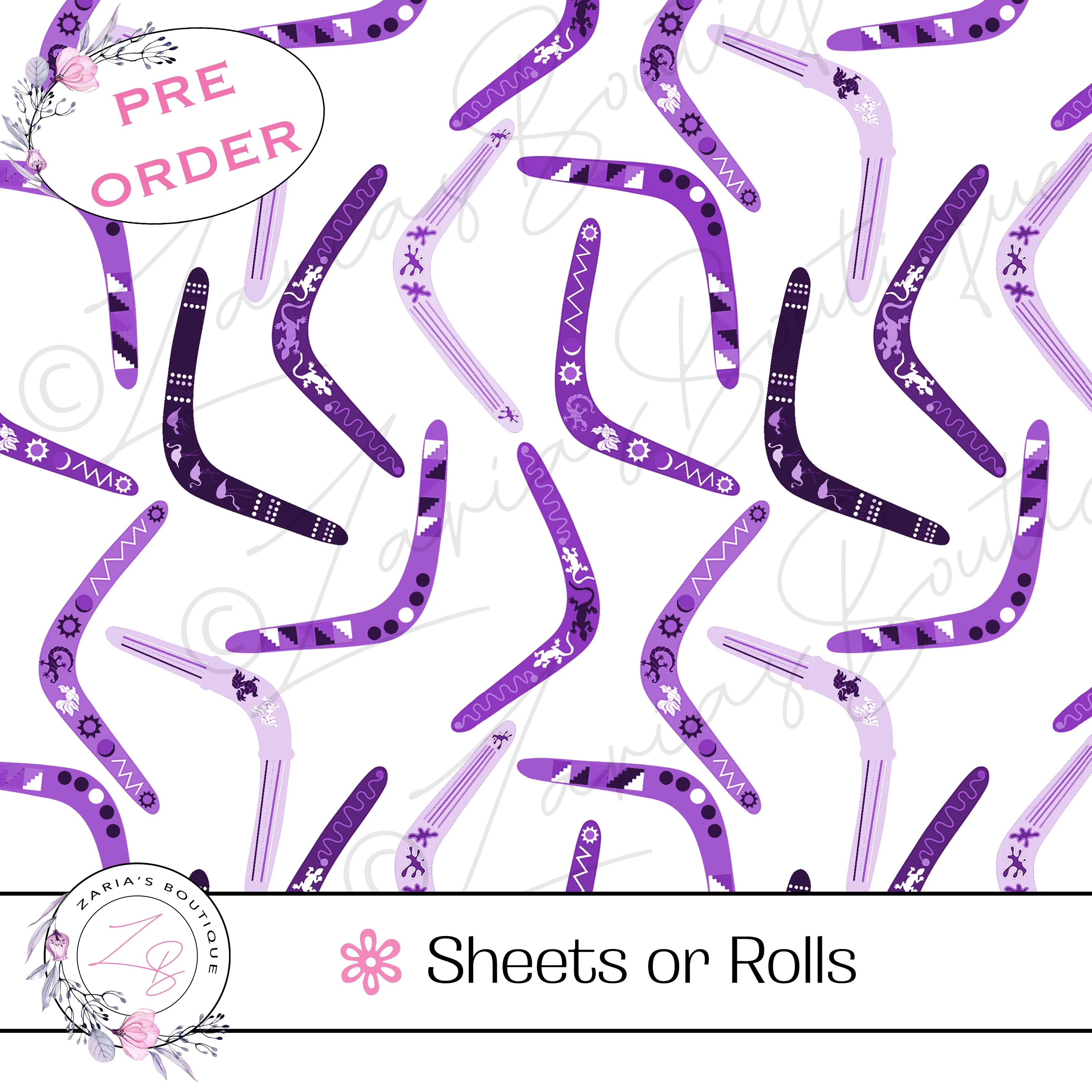 ⋅ Purple & Aqua Aussie Animals ⋅ Custom Luxe Vegan Faux Leather ⋅ Sheets or Rolls! ⋅