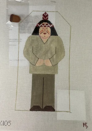 * SALE / Kathy Schenkel HX105 Indian Man with Acorn Button with Stitch Guide
