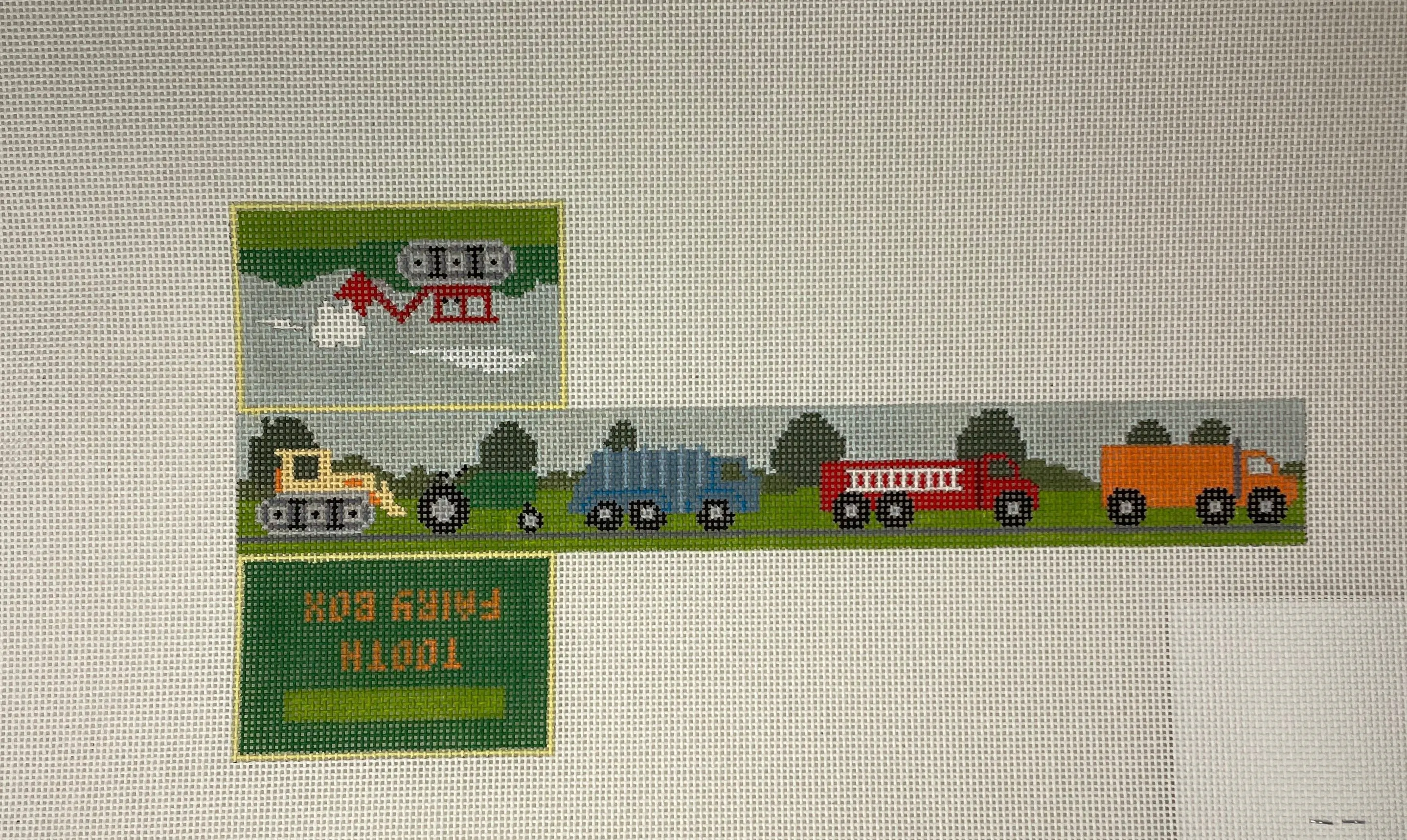 * Susan Roberts Needlepoint 1081T Tooth Fairy Box- Trucks