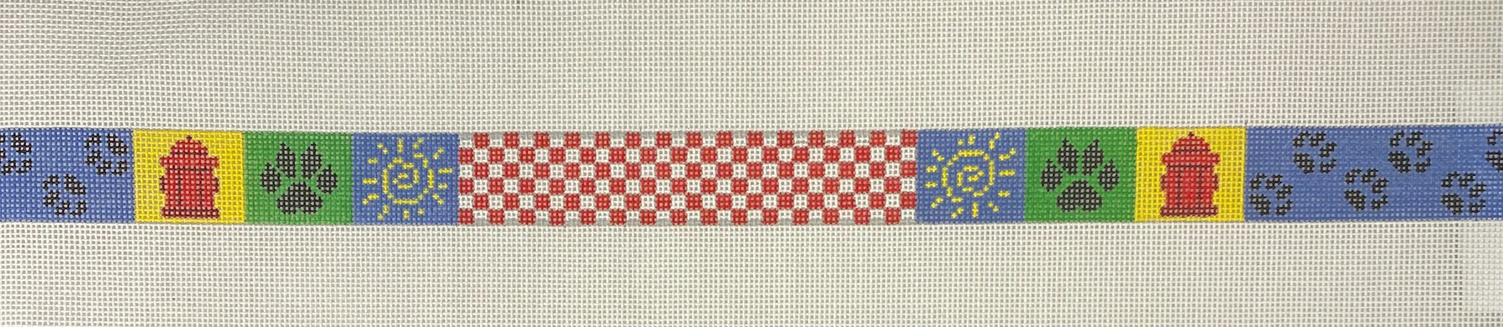 * Susan Roberts Needlepoint MH1901 Checker and Paws Dog Collar, primary