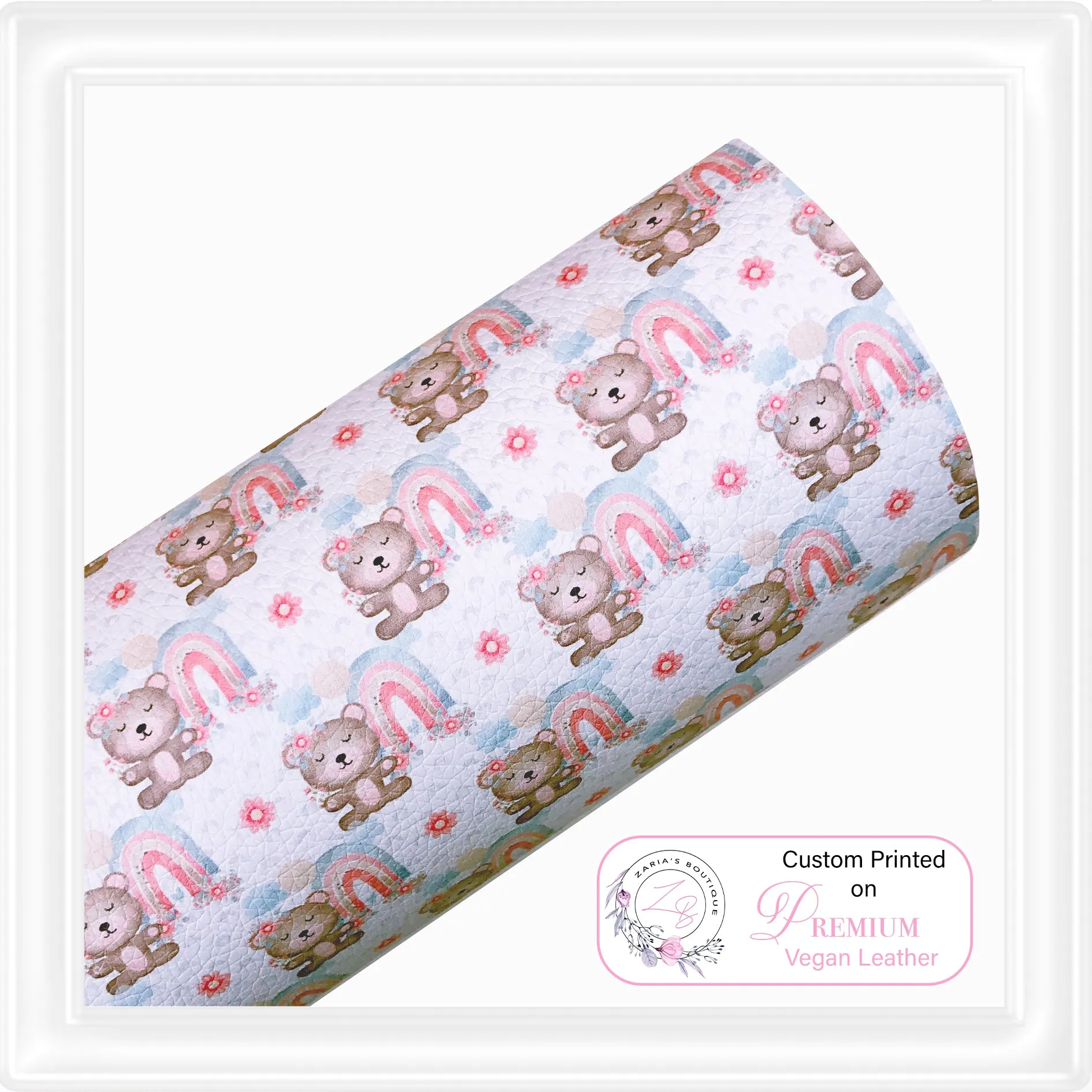 ⋅  Teddy Rainbows ⋅ Custom Printed Premium Vegan Faux Leather ⋅