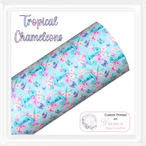⋅ Tropical Chameleons ⋅ Custom Printed Premium Vegan Faux Leather ⋅