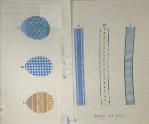 * Whimsy and Grace WG12646 Ray's Three Egg Omelette- Blue Gingham, Brown Egg with Gusset
