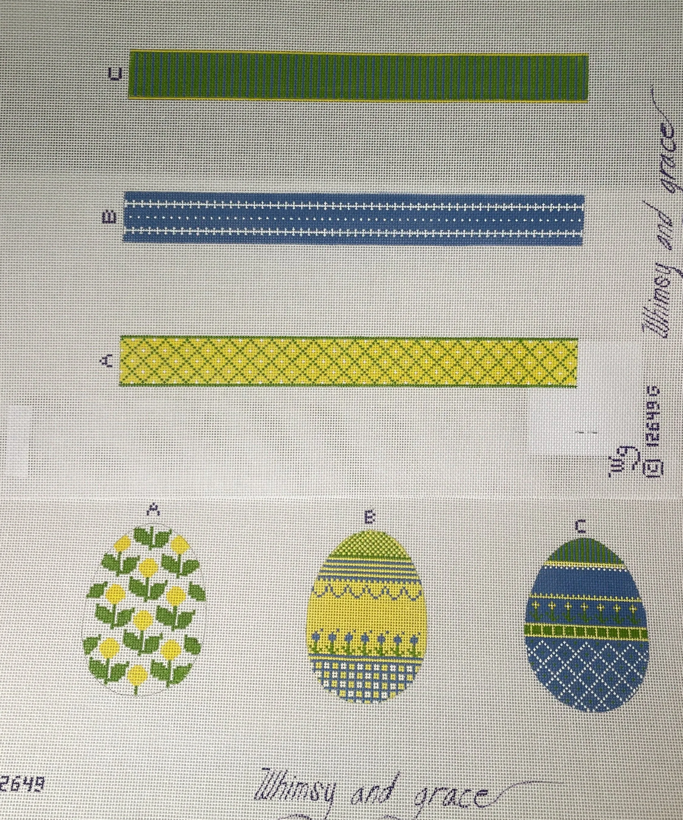 * Whimsy and Grace Wg12649 Kristi's 3 Egg Omelette- yellow zinias, blue, green- 18m