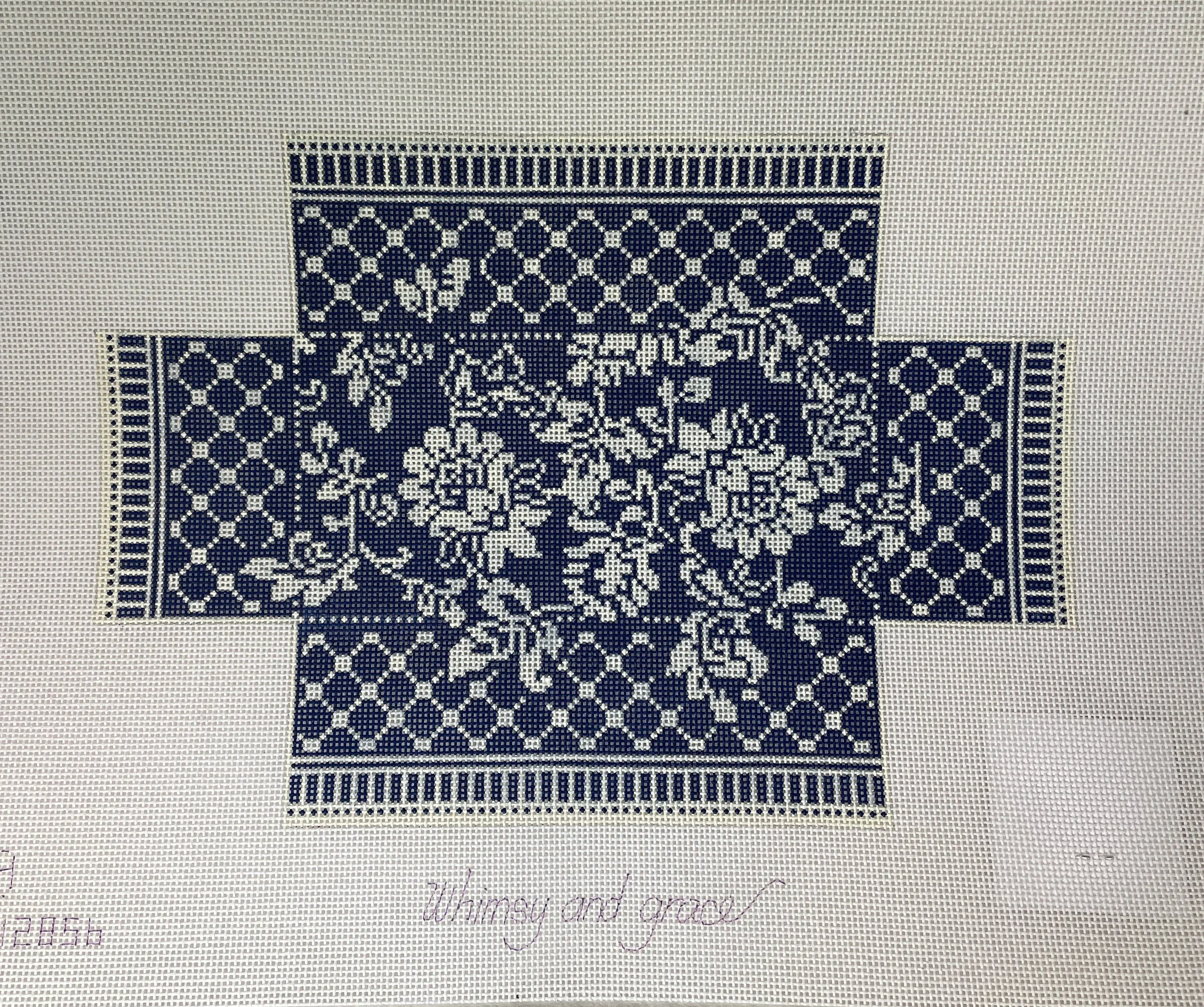* Whimsy and Grace Wg12856 Navy Damask Brick- 13m