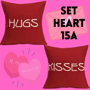 18X18 Sets of 2 Valentine's Day Throw Pillow Covers (*No Inserts) Canvas Feel Set Heart 15A or 15B