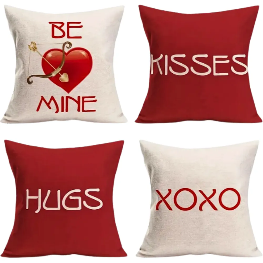 18X18 Sets of 2 Valentine's Day Throw Pillow Covers (*No Inserts) Canvas Feel Set Heart 15A or 15B