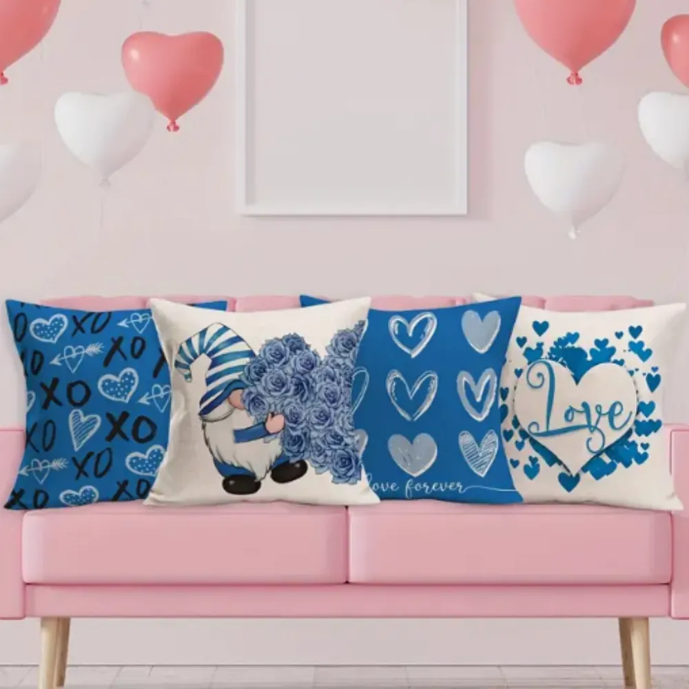 18X18 Sets of 2 Valentine's Day Throw Pillow Covers (*No Inserts) Canvas Feel Set Heart 18A or 18B