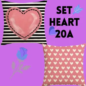 18X18 Sets of 2 Valentine's Day Throw Pillow Covers (*No Inserts) Canvas Feel Set Heart 20A or 20B