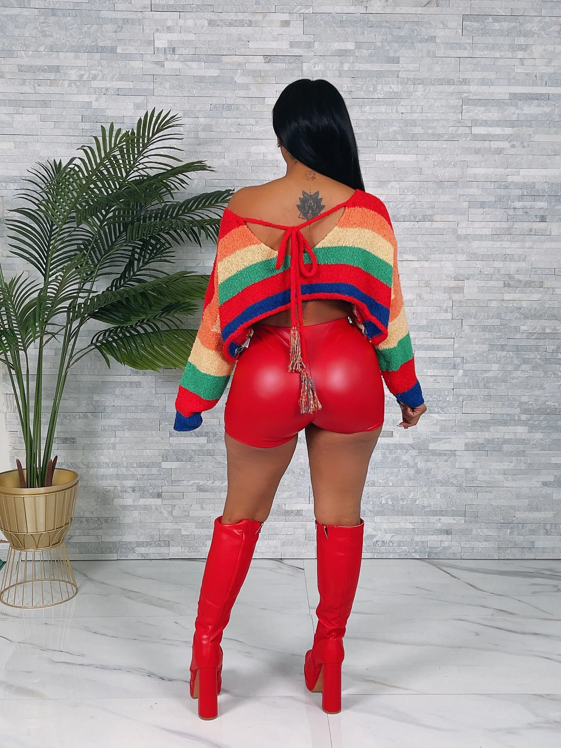 1958P - PU LEATHER SHORTS