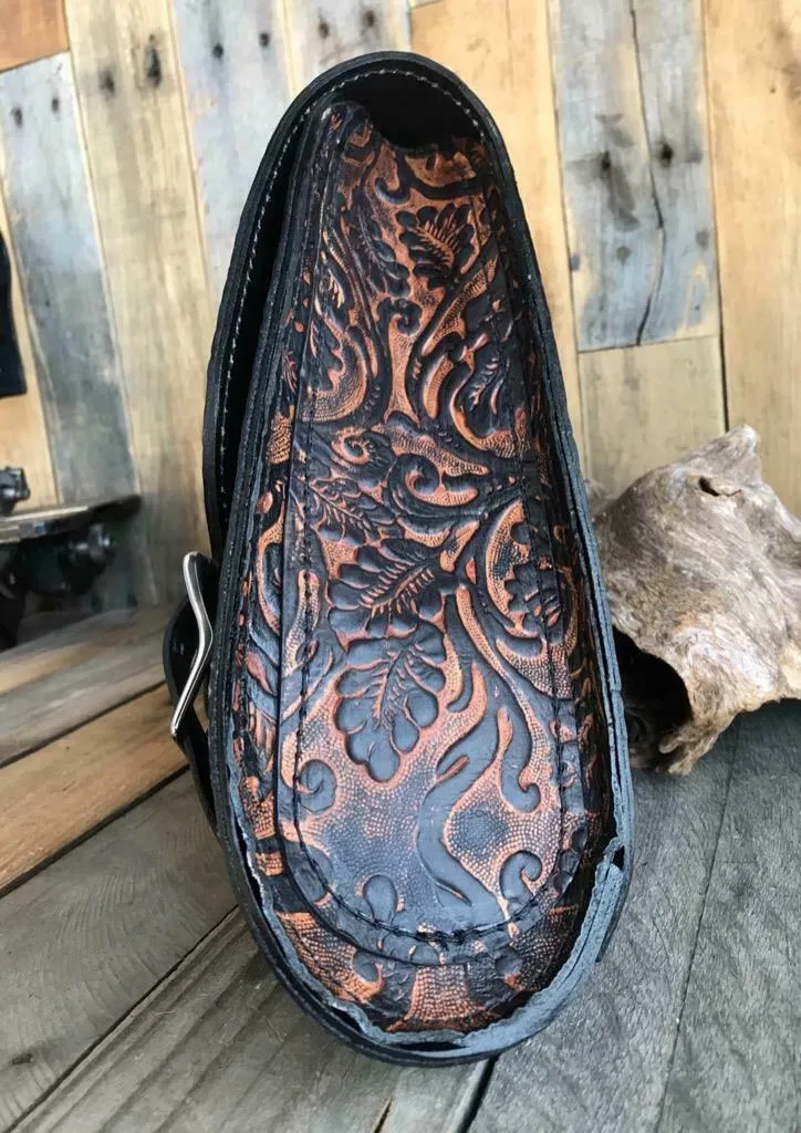 1982-2022 Sportster Saddle Bag Harley Frame Ant Brown Oak Leaf Leather USA! MRC