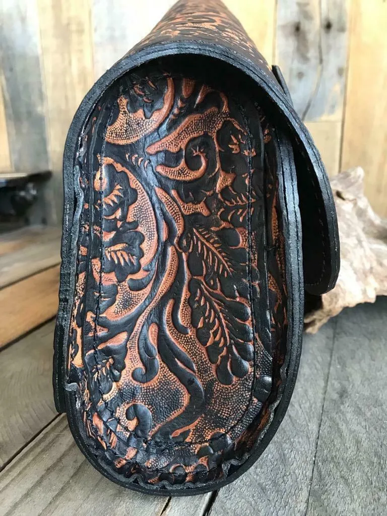 1982-2022 Sportster Saddle Bag Harley Frame Ant Brown Oak Leaf Leather USA! MRC