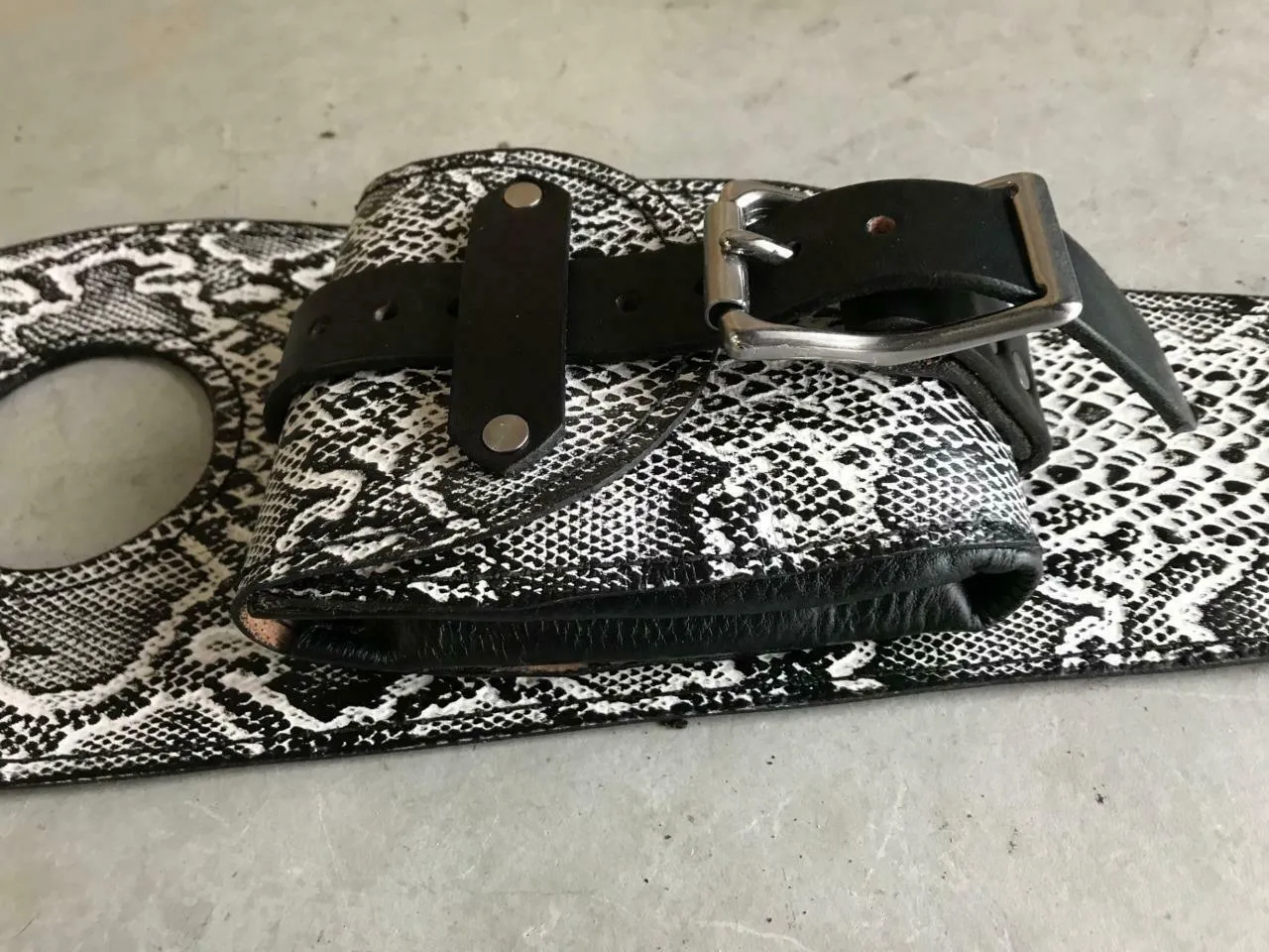 2010-2022 Sportster Harley Tank Bib With Pouch Ant White Snake Python Leather