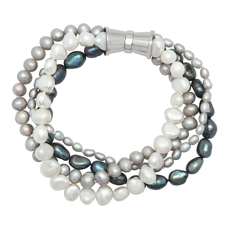 202-DM-S | DARK MIX 4-STRAND BAROQUE PEARL BRACELET