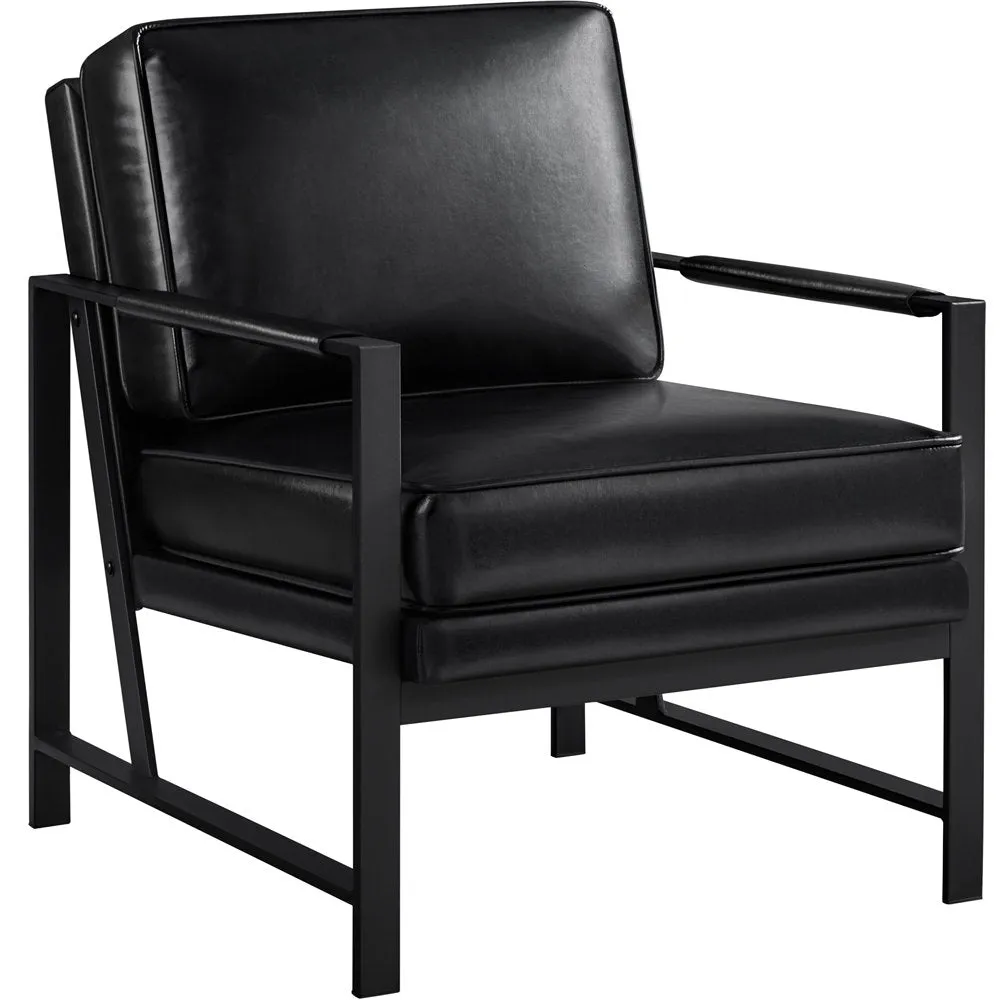 25.5" W Upholstered Armchair with Removable Seat & Back Cushion Trent Austin Design® Fabric: Black Faux Leather