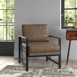 25.5" W Upholstered Armchair with Removable Seat & Back Cushion Trent Austin Design® Fabric: Brown Faux Leather