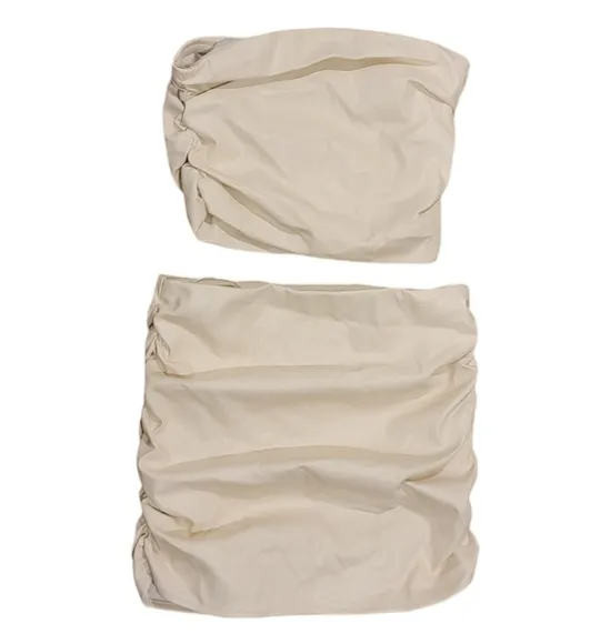 2pc SET $84 Superdown Faux Leather Top AND Skirt MEDIUM