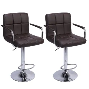 2pcs 60-80cm 6 Checks Round Cushion Bar Stools with Armrest Coffee