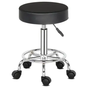 360° Rotatable Round Bar Stool in Black with Chrome-Plated Detailing