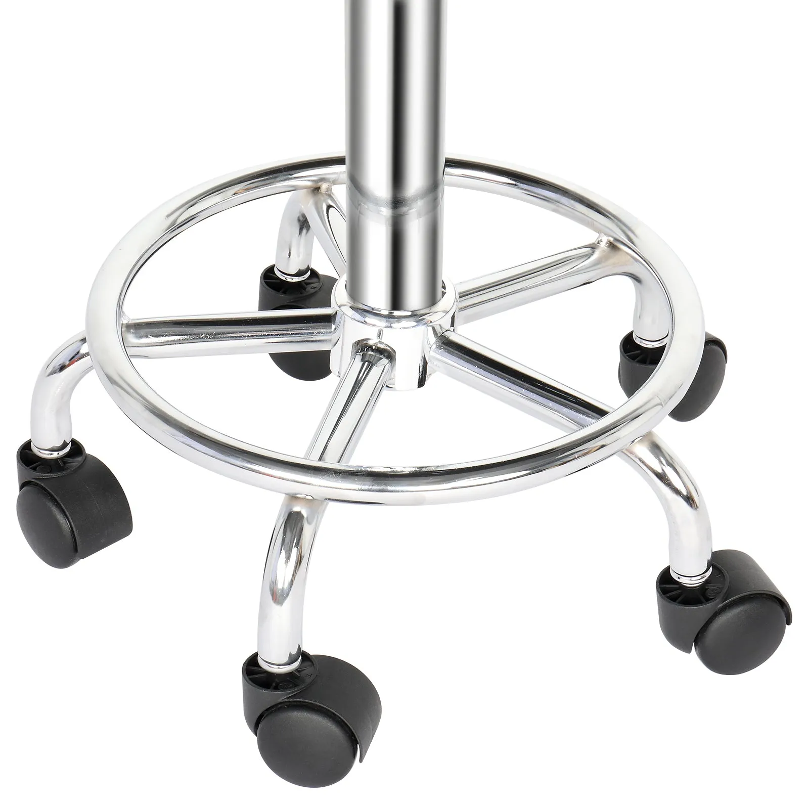 360° Rotatable Round Bar Stool in Black with Chrome-Plated Detailing