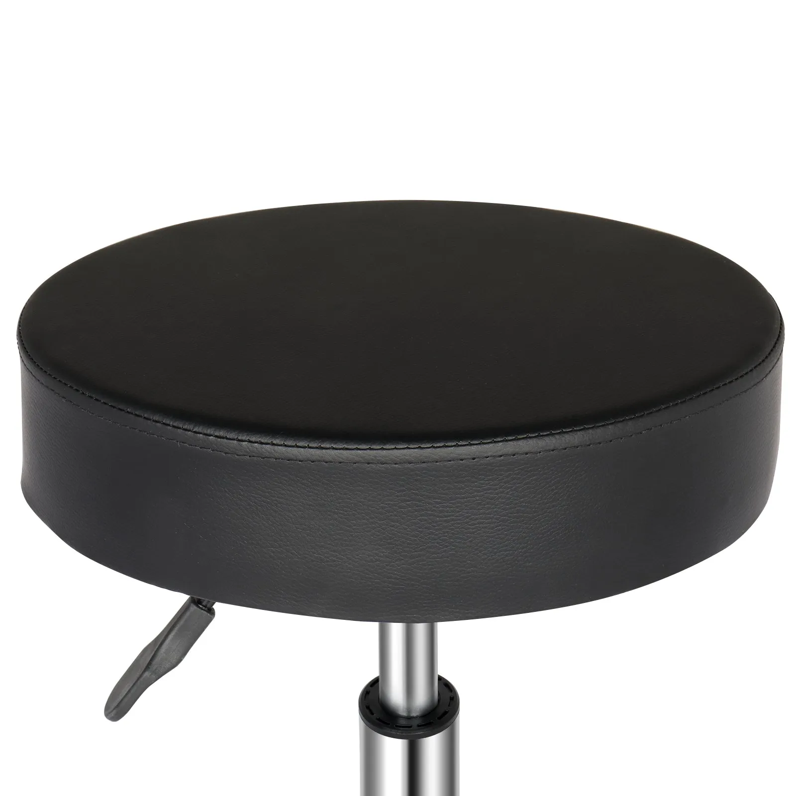 360° Rotatable Round Bar Stool in Black with Chrome-Plated Detailing