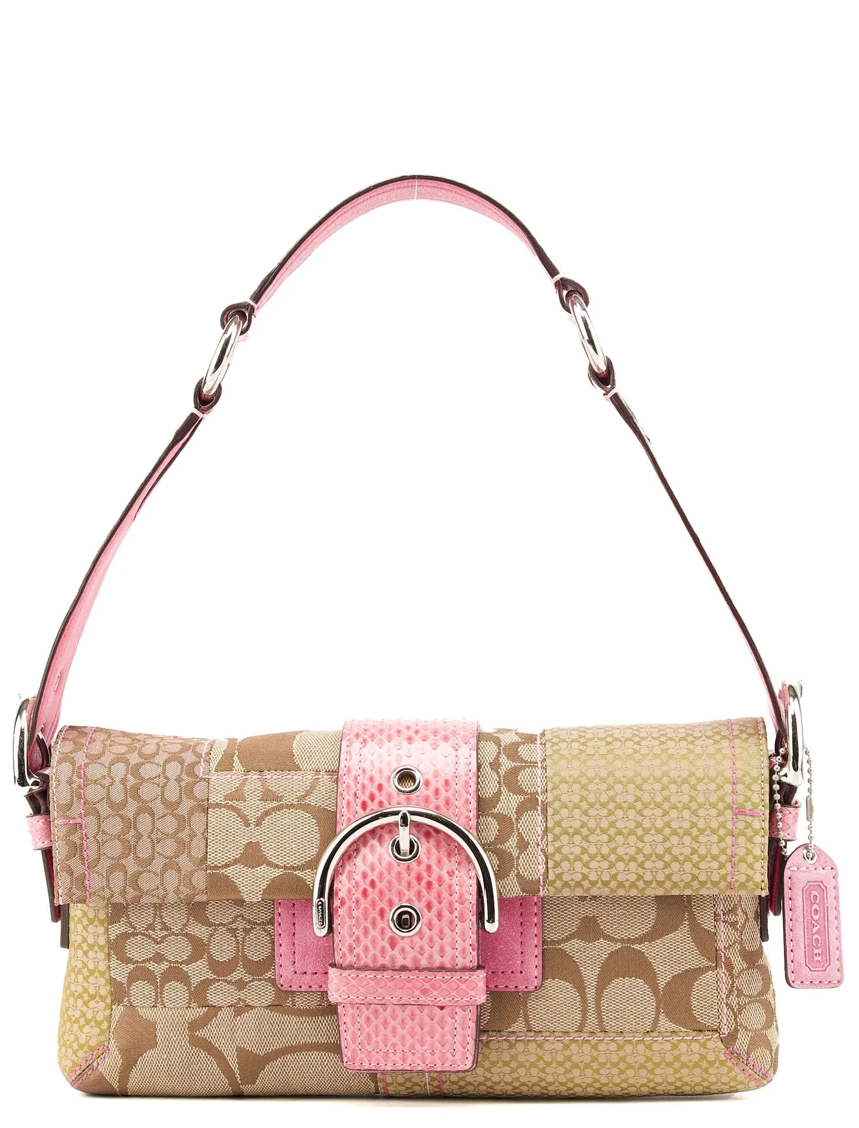 3689 Beige Pink Snake Soho Shoulder Bag