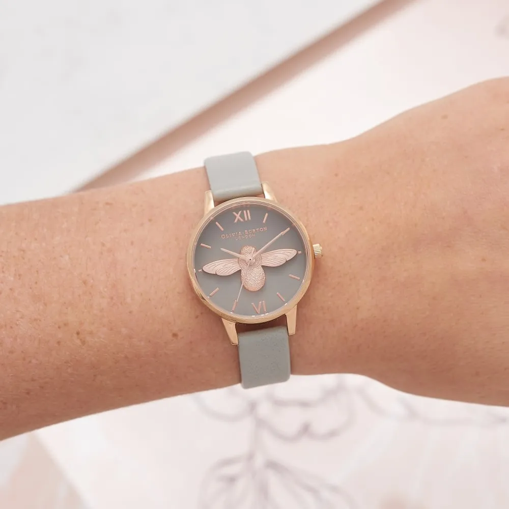 3D Bee Midi Grey Dial and Rose Gold Watch