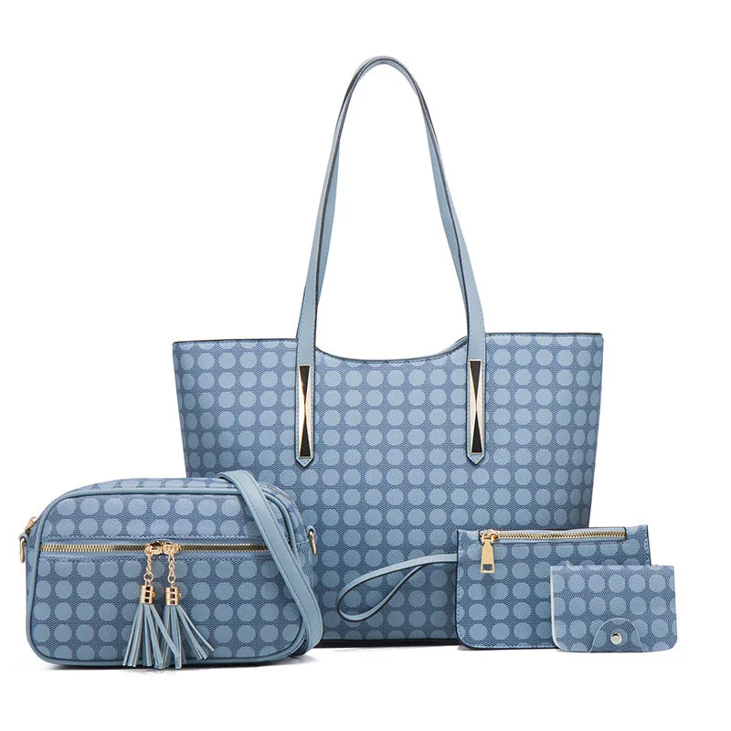 4-Piece Polka Dot Tassel Crossbody Bag