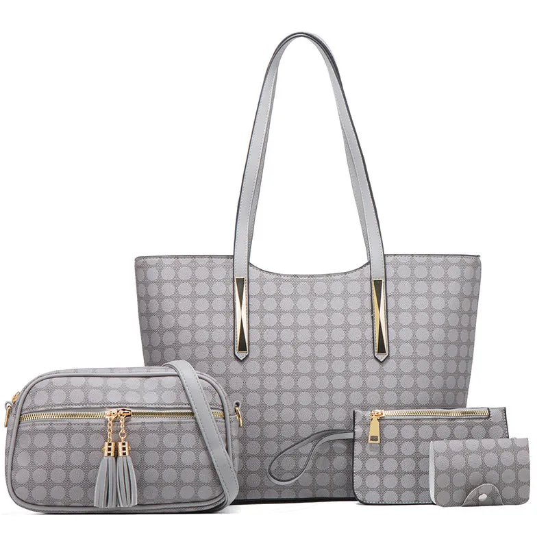 4-Piece Polka Dot Tassel Crossbody Bag