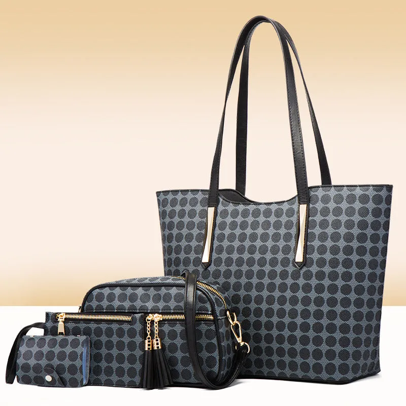 4-Piece Polka Dot Tassel Crossbody Bag