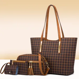 4-Piece Polka Dot Tassel Crossbody Bag