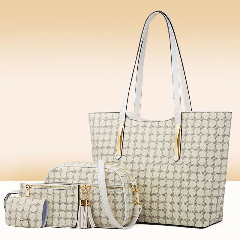 4-Piece Polka Dot Tassel Crossbody Bag