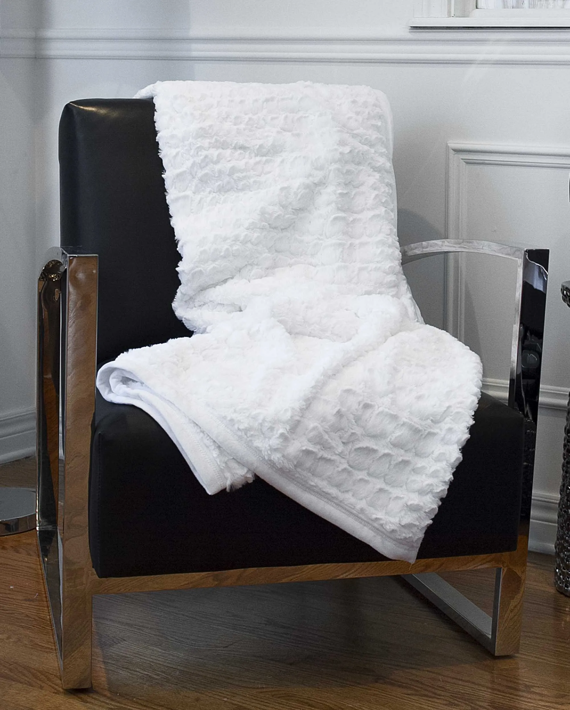 50" x 70" Ivory Mink Faux Hide Throw