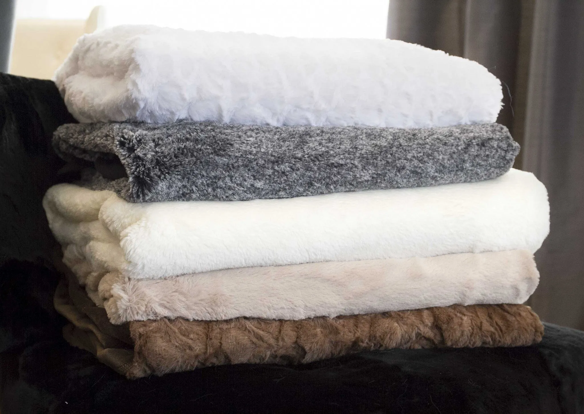 50" x 70" Ivory Mink Faux Hide Throw