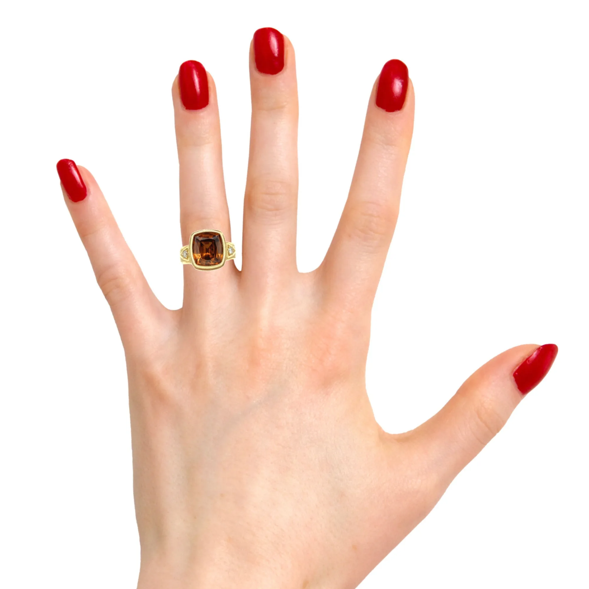5.73 ct. Orange Zircon and Diamond Ring, 18K Yellow Gold