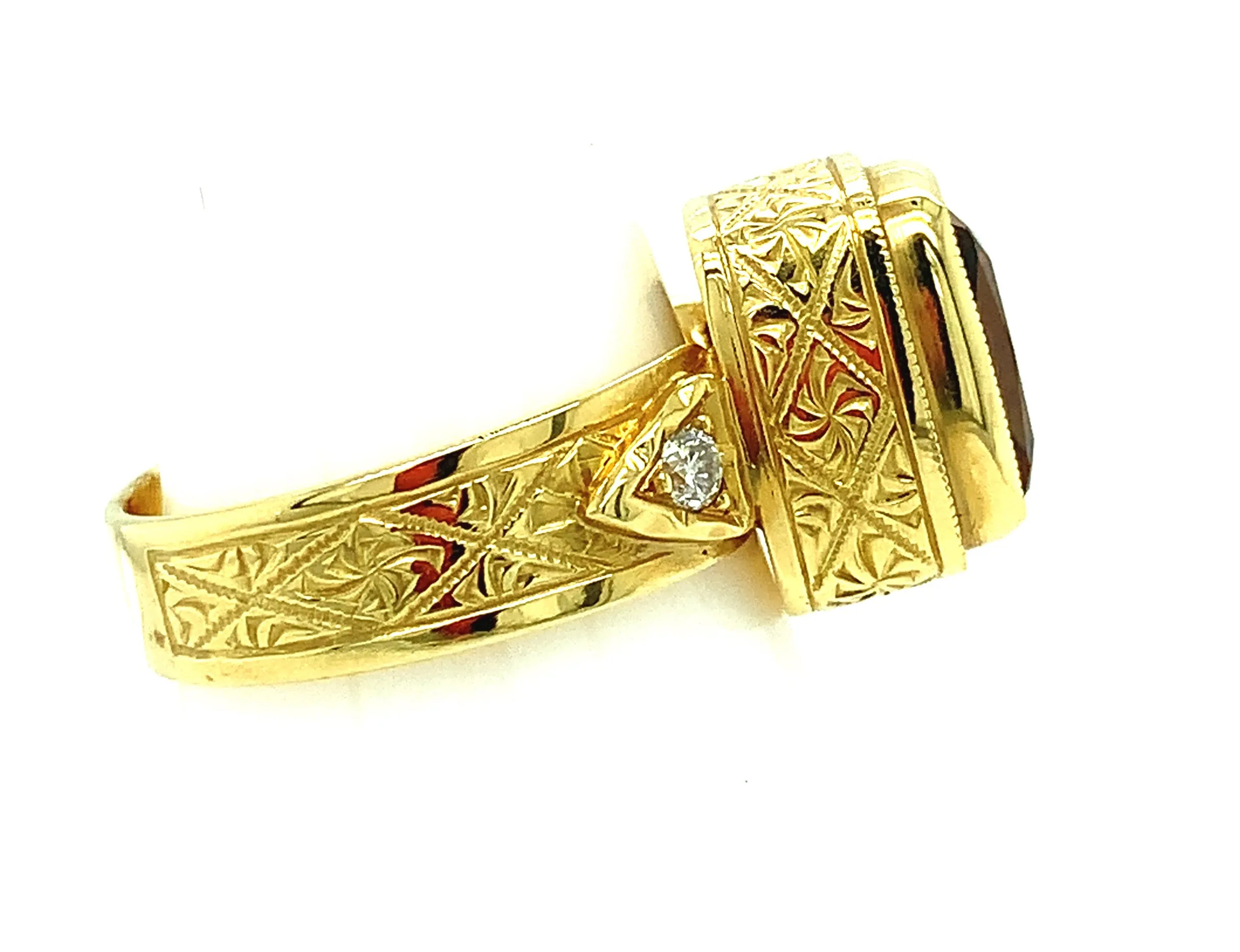 5.73 ct. Orange Zircon and Diamond Ring, 18K Yellow Gold