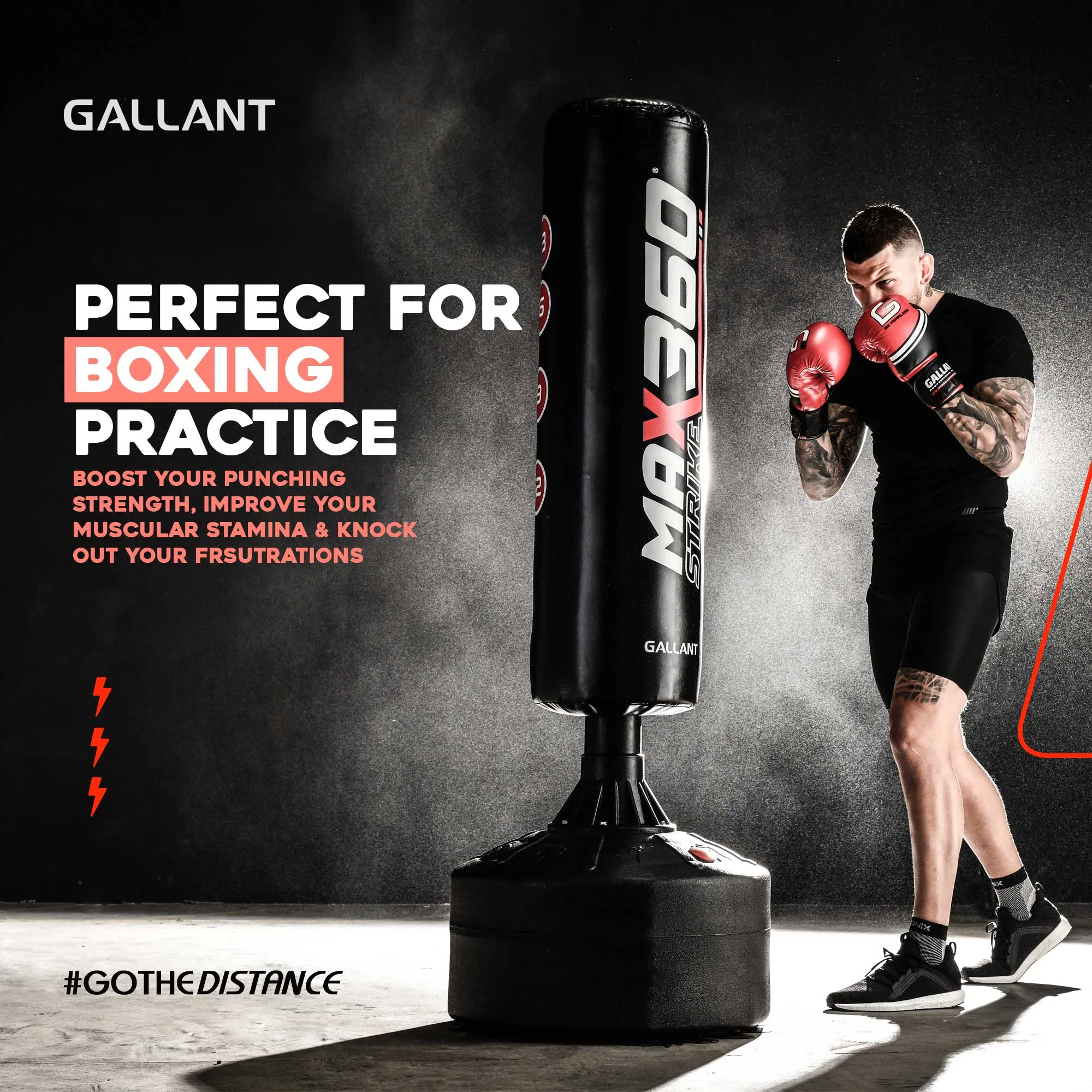 6ft Black Heavy Free-Standing Max360 Punchbag